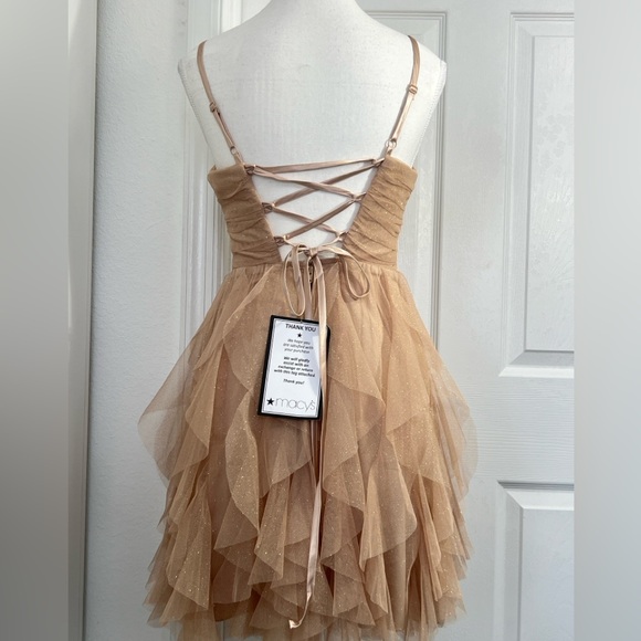 Chic Beige Ruffle Mini Dress - Picture 9 of 13